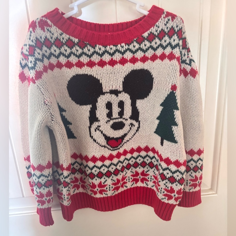 Disney Toddler 2T Mickey Mouse Holiday Sweater - Red, Green, and White H&M